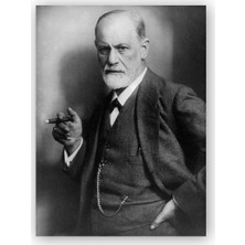 Caka Tablo   Ahşap Tablo Psikanalist Sigmund Freud Purolu Portre