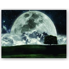 Caka Tablo   Ahşap Tablo Doğa Gecede Ay Güzelliği