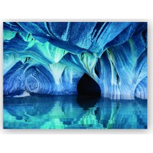 Caka Tablo   Ahşap Tablo Mavi Gölet Mağara