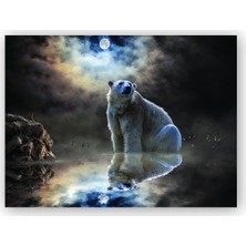 Caka Tablo   Ahşap Tablo Kutup Ayısı Doğa Gece