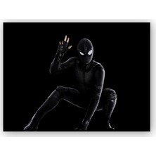Caka Tablo   Ahşap Tablo Spiderman Siyah Kyafetli Görsel