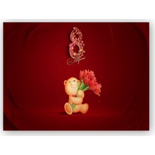 Caka Tablo   Ahşap Tablo 8 Mart Kadınlar Günü Teddy Bear Laleler