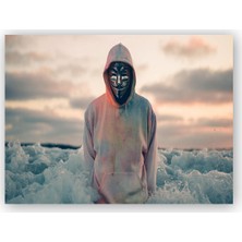 Caka Tablo   Ahşap Tablo Okyanus Anonymous Maske