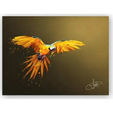 Caka Tablo   Ahşap Tablo Sarı Macaw Papağanı Low Poly