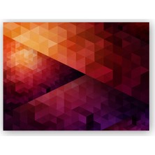 Caka Tablo   Ahşap Tablo Turuncu Low Poly Geometrik Şekiller Kompozisyon