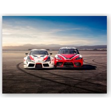 Caka Tablo   Ahşap Tablo Kırmızı ve Beyaz Toyota Supralar