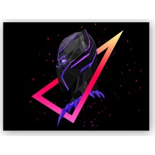 Caka Tablo   Ahşap Tablo Black Panther ve Üçgen Low Poly