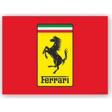 Caka Tablo   Ahşap Tablo Ferrari Logosu Kırmızı Zemin