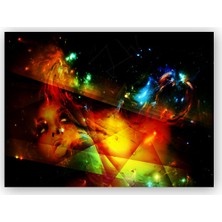 Caka Tablo   Ahşap Tablo Kadın Yüzü Geometrik Şekiller ve Spot Işıklar