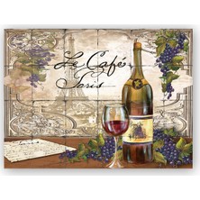 Caka Tablo   Ahşap Tablo Kırmızı Tablo Kadeh Paris Görseli Mektup