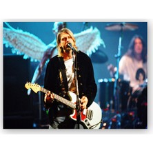 Caka Tablo   Ahşap Tablo Kurt Cobain Sahnede Şarkılarıyla
