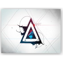 Caka Tablo   Ahşap Tablo Shift Yazılı Geometrik Şekiller