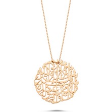 Sembol Gold Nazar Duası Altın Kolye 14K Rose Gold El İşlemesi