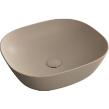 VitrA Plural 7810B474-0016 Kare Alçak Çanak Lavabo, VitrA Clean, 45 cm, Mat Kil Beji