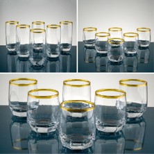 Sudecam Dizayn 18 Parça 6 Kişilik Bardak Seti  (Soft Altın Yaldiz)