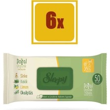 Sleepy Doğal Organik Pamuklu Islak Havlu Mendil 50'li x 6 (300 Yaprak)