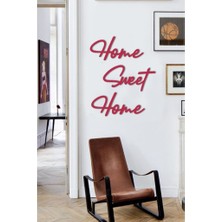 Hellove Kırmızı Home Sweet Home Yazısı Duvar Tablosu Ahşap Tablo Kapı Süsü