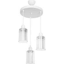 Modelight Aksel 3'lü Avize Şeffaf Optik Camlı Beyaz