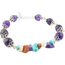 Pigado 925 Ayar Gümüş Ametist Taşlı Özel Tasarım Kadın Bileklik