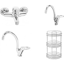 Arçe Batarya Seti Banyo Eviye Lavabo Bataryası 3 Lü Köşelik