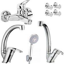 Arçe Batarya Takımı  Duş Seti  4'lü Krom Taharet Musluğu