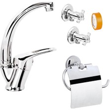 Arçe Lavabo Batarya Seti+ Kapaklı Kağıtlık Seti