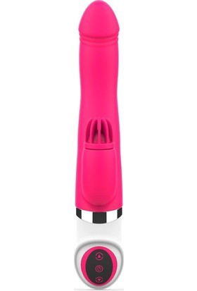 EasyLove Klitoris Uyarıcı Kısmı Dönebilen Penis Başlı Şarjlı Pembe Vibratör+G-Noktası Vibratör