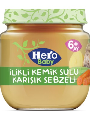 Hero Baby İlikli Kemik Sulu Karışık Sebzeli Kavanoz Mama 120g