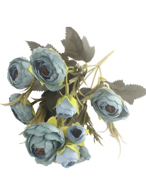 Nettenevime Yapay Çiçek Erengül Yapay Gül Demeti 6 Çiçekli Turkuaz