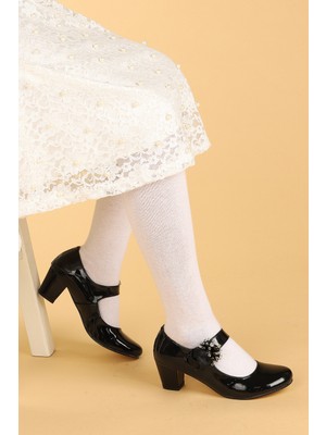 Kiko 751 Rugan Günlük Kız Çocuk 4 cm Topuk Babet Ayakkabı Siyah