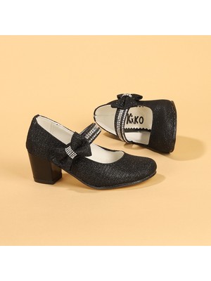 Kiko 752 Çupra Günlük Kız Çocuk 4 cm Topuk Babet Ayakkabı Siyah