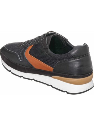 Costo Shoes KN1954 Siyah Rahat Geniş Kalıp Erkek Deri Spor Ayakkabı