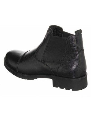 Costo Shoes F2002 Siyah Deri Lastikli Erkek Bot Çizme