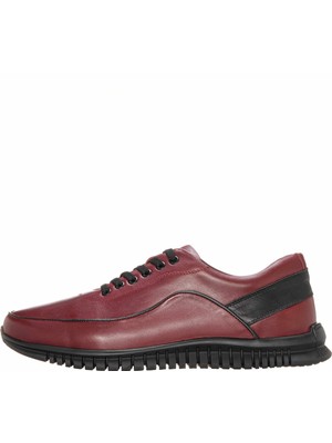 Costo Shoes GG1318 Bordo Kauçuk Taban Rahat Geniş Kalıp 4 Mevsim Erkek Ayakkabısı