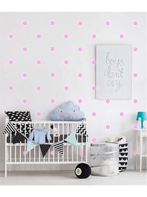 Hediye Postası Polka Duvar Sticker 240 Adet Pembe Puantiye