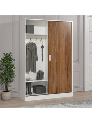 Missia Mobilya Napoli Sürme Kapaklı Portmanto Beyaz-Ceviz