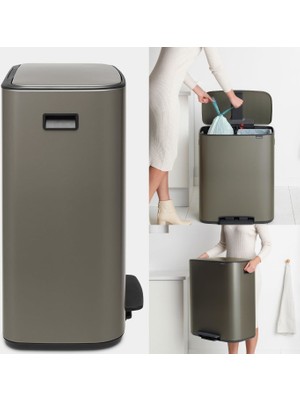 Brabantia Çöp Kutusu Iki Bölmeli 30+30 Lt Bo Pedal Bin Platinium