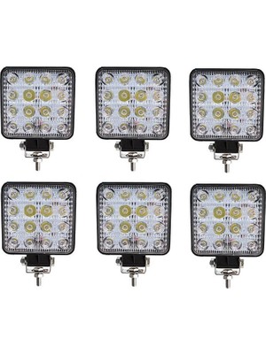 Forza Off Road Beyaz Işık Sis Farı Lambası 16 LED Kare 12-24 V 6 Adet