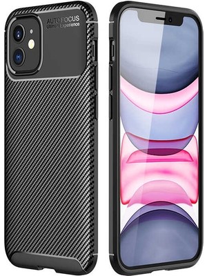 Gpack Apple iPhone 12 Mini Kılıf Negro Karbon Dizayn Silikon Siyah