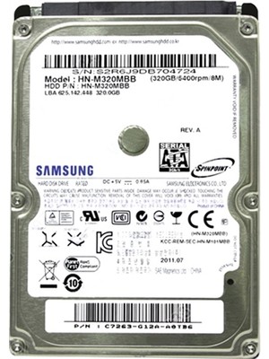 Samsung HN-M320MBB 320 GB 5400 Rpm 2,5" HDD (Yenilenmiş)