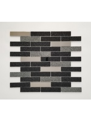 Orient Mutfak,banyo,zemin Için Siyah Krom Simli 23X98 Kristal Mozaik