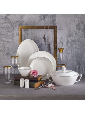 Korkmaz Lines Collection 58 Parça Yuvarlak Yemek Takımı