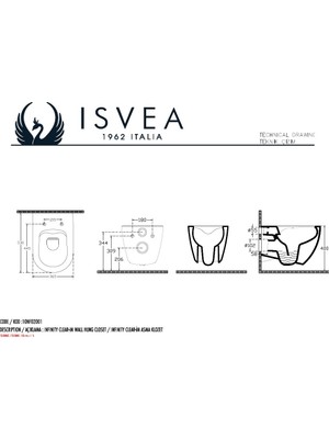 Isvea Infinity Asma Klozet Siyah ve F 50 Siyah Yavaş Kapanan Klozet Kapağı Dahil