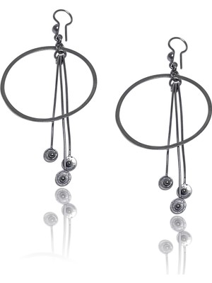 Midyat Nurtaş Gümüş Halka Model Oksitli Telkari Gümüş Küpe