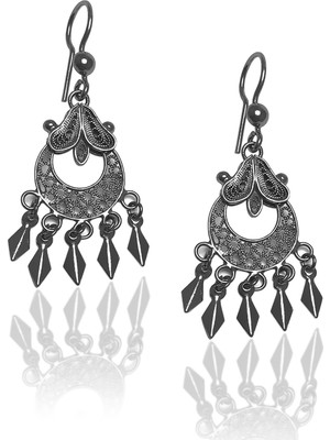 Midyat Nurtaş Gümüş Yöresel Model Oksitli Telkari Gümüş Küpe