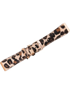Bouletta Fitbit Versa Deri Kordon Ferro Tüylü Leopar