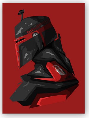 Caka Tablo   Ahşap Tablo Star Wars Kırmızı Zeminde Kask