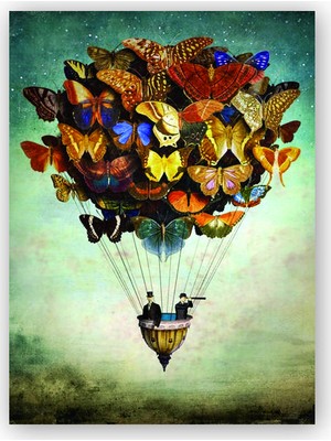 Caka Tablo   Ahşap Tablo Kelebekli Uçan Balon