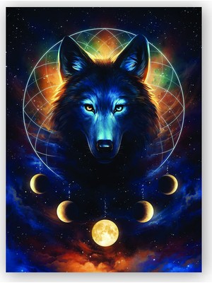 Caka Tablo   Ahşap Tablo Rüya Yakalayıcı Kurt