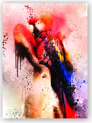 Caka Tablo   Ahşap Tablo Suluboya Papağan